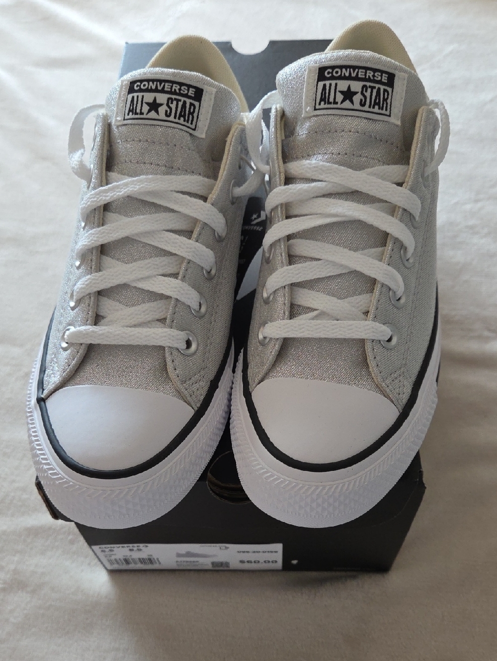 Women's Converse All Star Sneakers, Size 8.5, Color, Silver & White - Picture 5 of 8